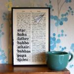 Fathers Day Typographic Art Paper Plane On Antique..
