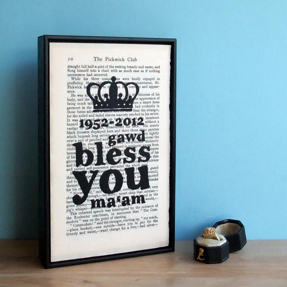 Diamond Jubilee Typographic Art Print Framed With Crown