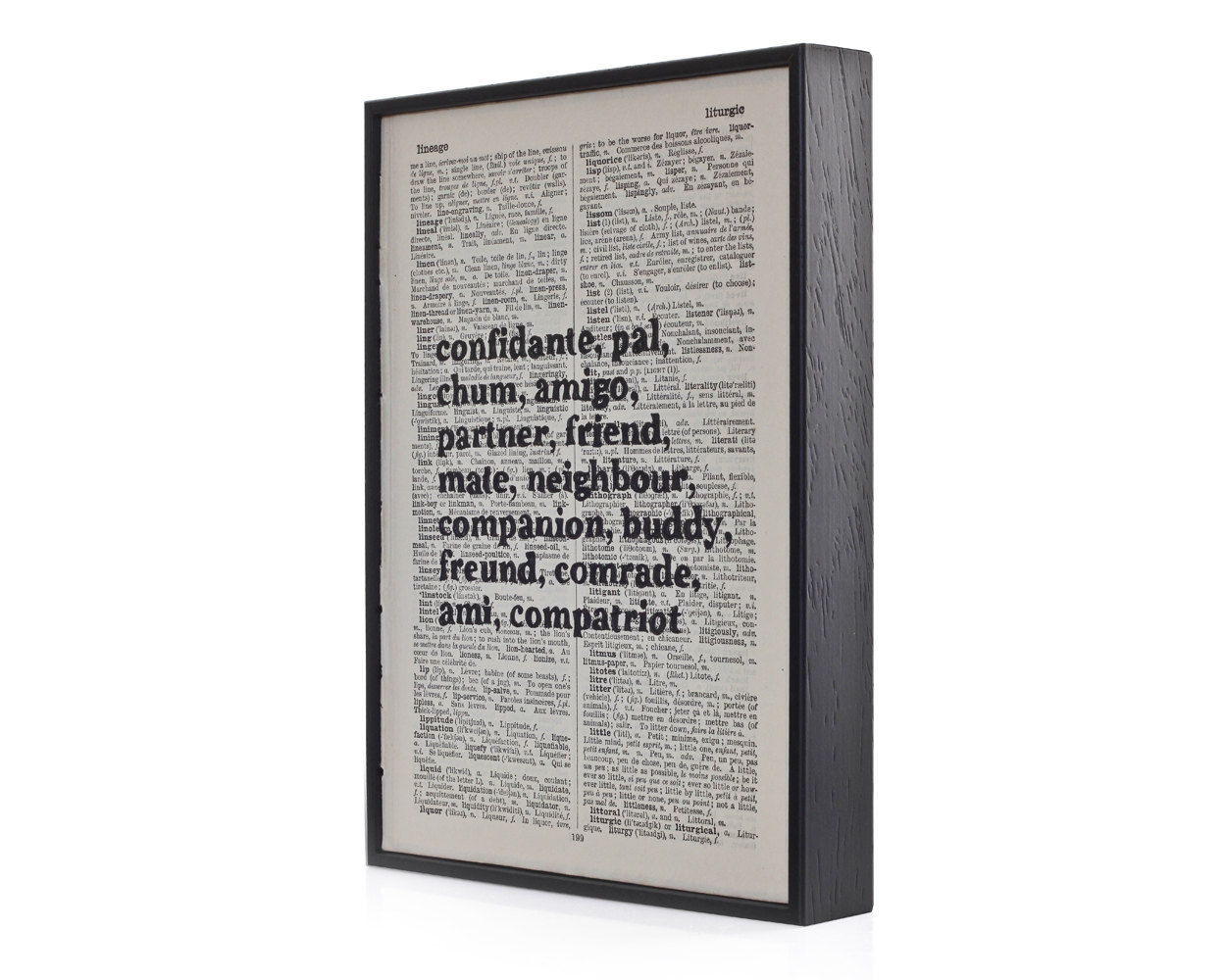 Friendship Typographic Art Print On Framed Antique Dictionary Page on ...