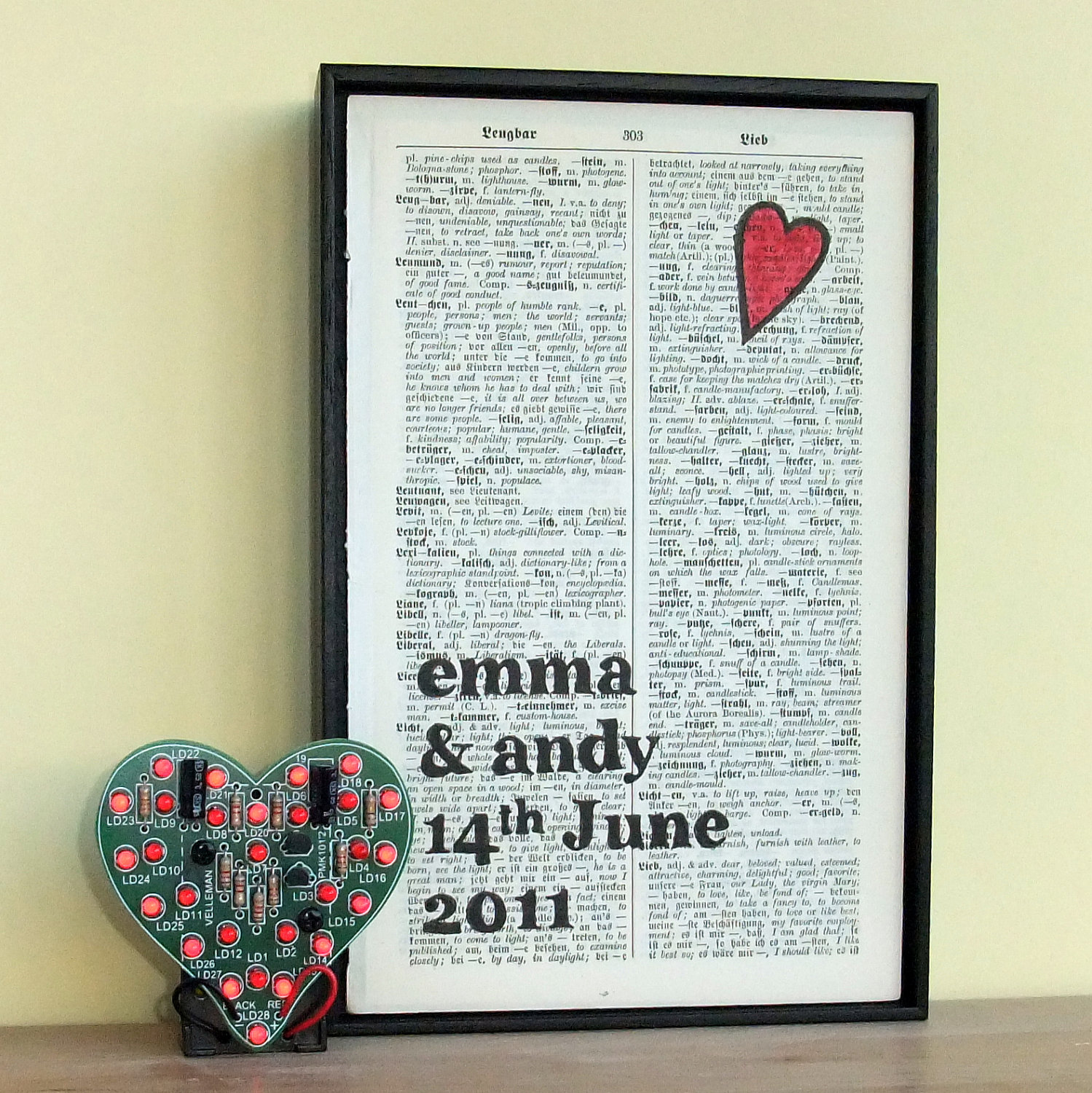 Wedding Gift Or Anniversary Bespoke Art On Vintage Dictionary Wedding Gift Or Anniversary Bespoke Art On Vintage Dictionary Page